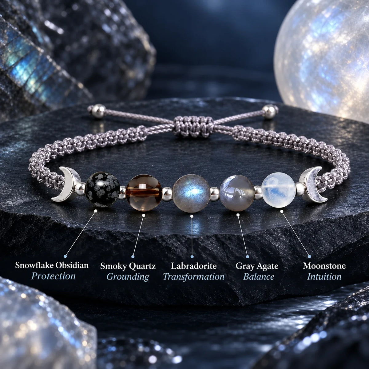 Moon Phases Crystal Bracelet