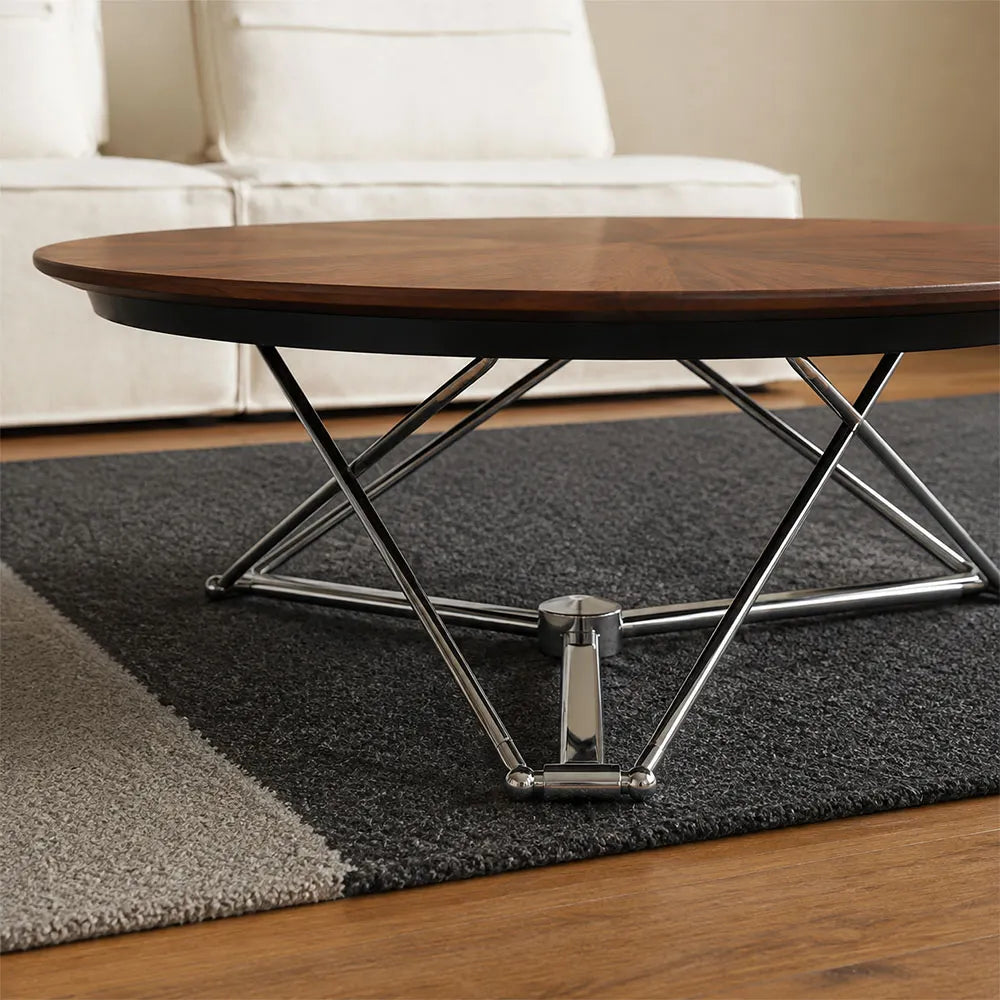 Walnut brown coffee table detail