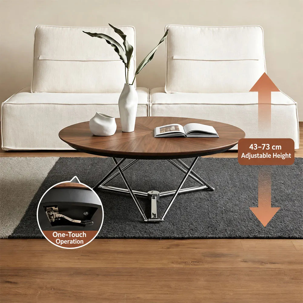 Walnut brown coffee table detail