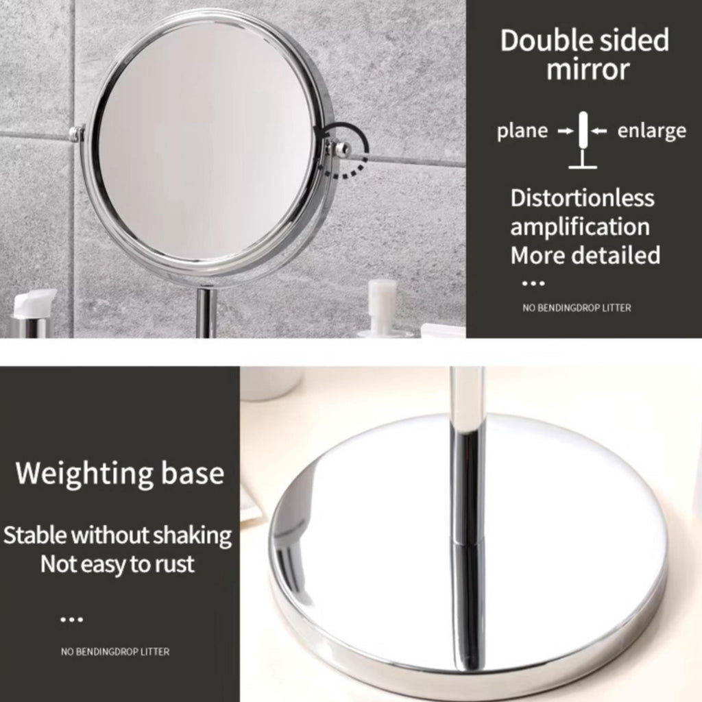 Diva 1x/3x/5x/10x Magnifying Mirror (C) | Double-Sided | Premium Metal | Minimalist | Tabletop Mirror | Freestanding Makeup | Chrome Plated