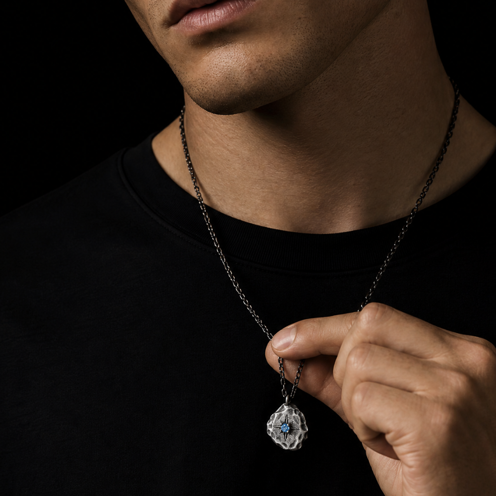 "Meteor" — 999 Fine Silver Necklace · Celestial Collection