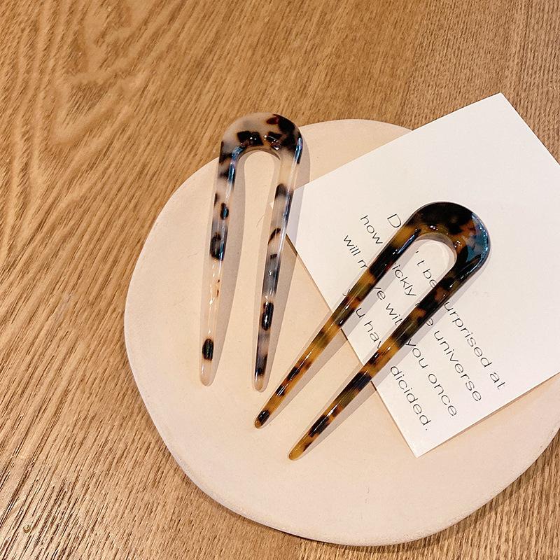 French U-Shaped Hair Pin: Cellulose Acetate Elegant Hair Stick