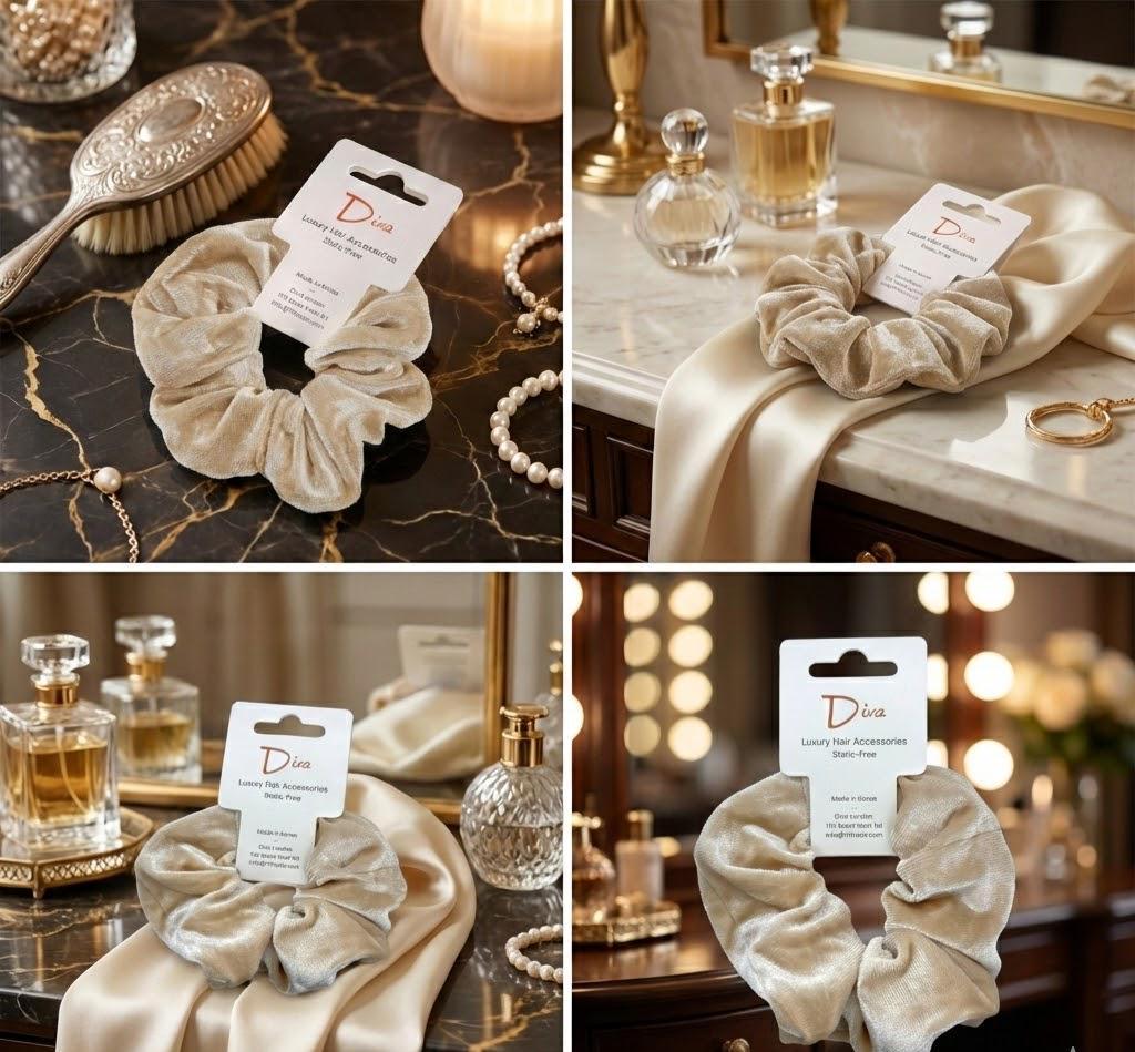Luxury Velvet Scrunchies – Static-Free Hair Ties, Made in Korea
