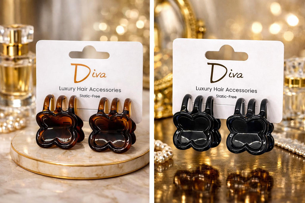 Clover Claw Hair Clips 2-Pack: Luxury Acrylic Hair Accessories (3cm)