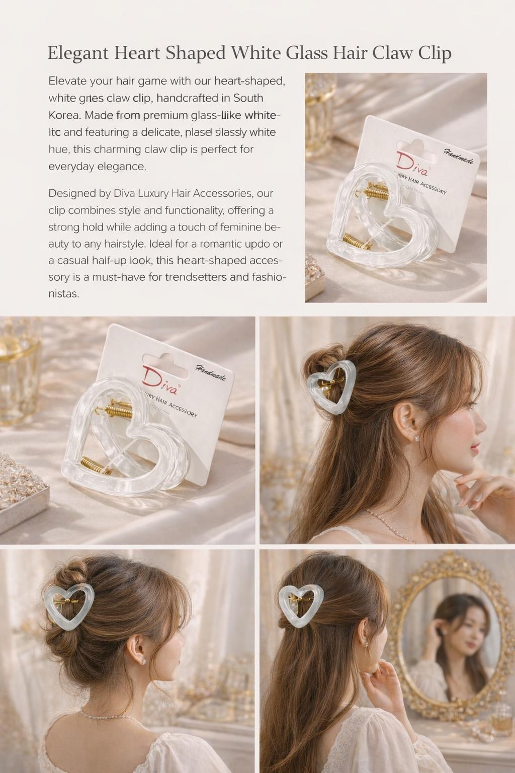 Jade Green Heart Claw Clip – Korean Resin Hair Accessory