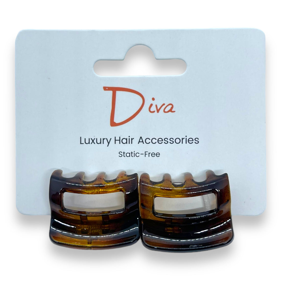 Diva Tortoiseshell Claw Clips: Korean Luxury Hair Accessories (2-Pack, 3cm)