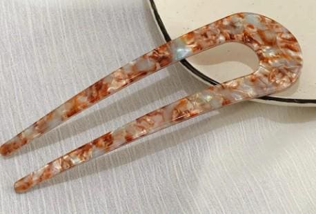 U-Shaped French Hair Pin: Multi-Colored Cellulose Acetate, Elegant Long Hair Stick