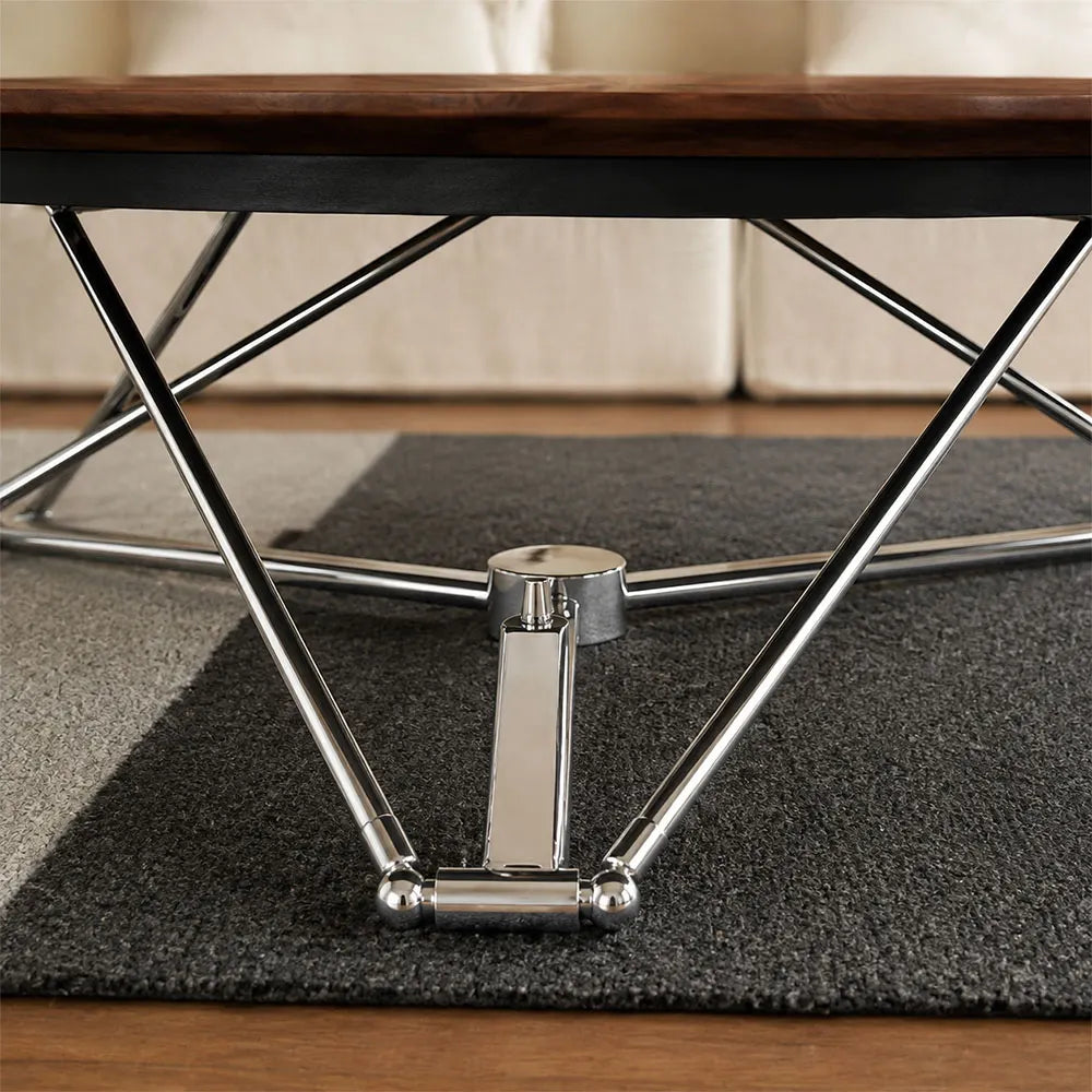 Walnut brown coffee table detail