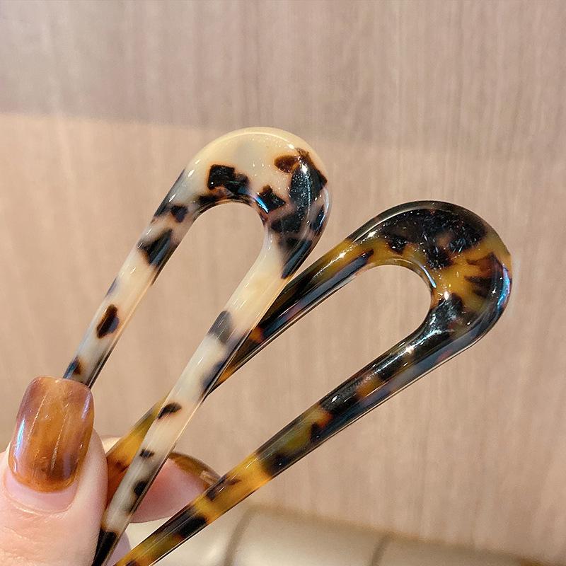 French U-Shaped Hair Pin: Cellulose Acetate Elegant Hair Stick