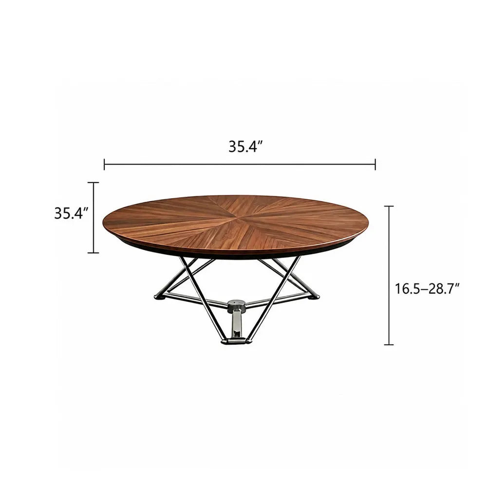 Walnut brown coffee table detail