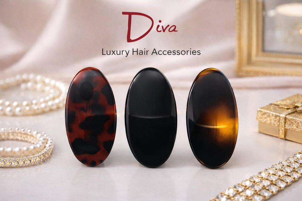 Diva Oval Barrettes 9.5cm | Luxury Hair Accessories | Fine-Medium Hair | Three Colours | Gift for Her | Minimalist Style | Premium Finish