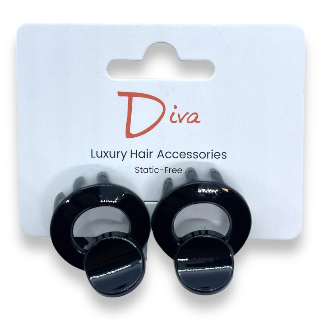 Diva 2-Pack Acrylic Claw Clips: Korean Luxury Hair Accessories (3cm)