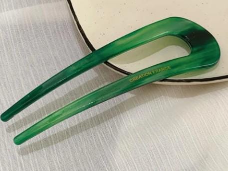 U-Shaped French Hair Pin: Multi-Colored Cellulose Acetate, Elegant Long Hair Stick