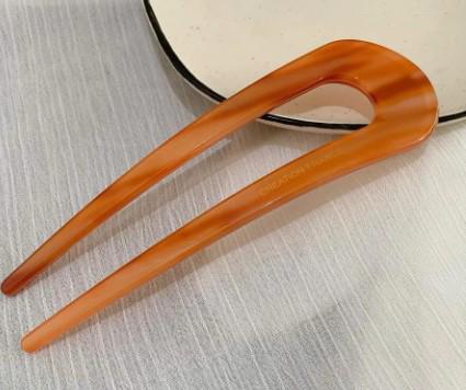 U-Shaped French Hair Pin: Multi-Colored Cellulose Acetate, Elegant Long Hair Stick