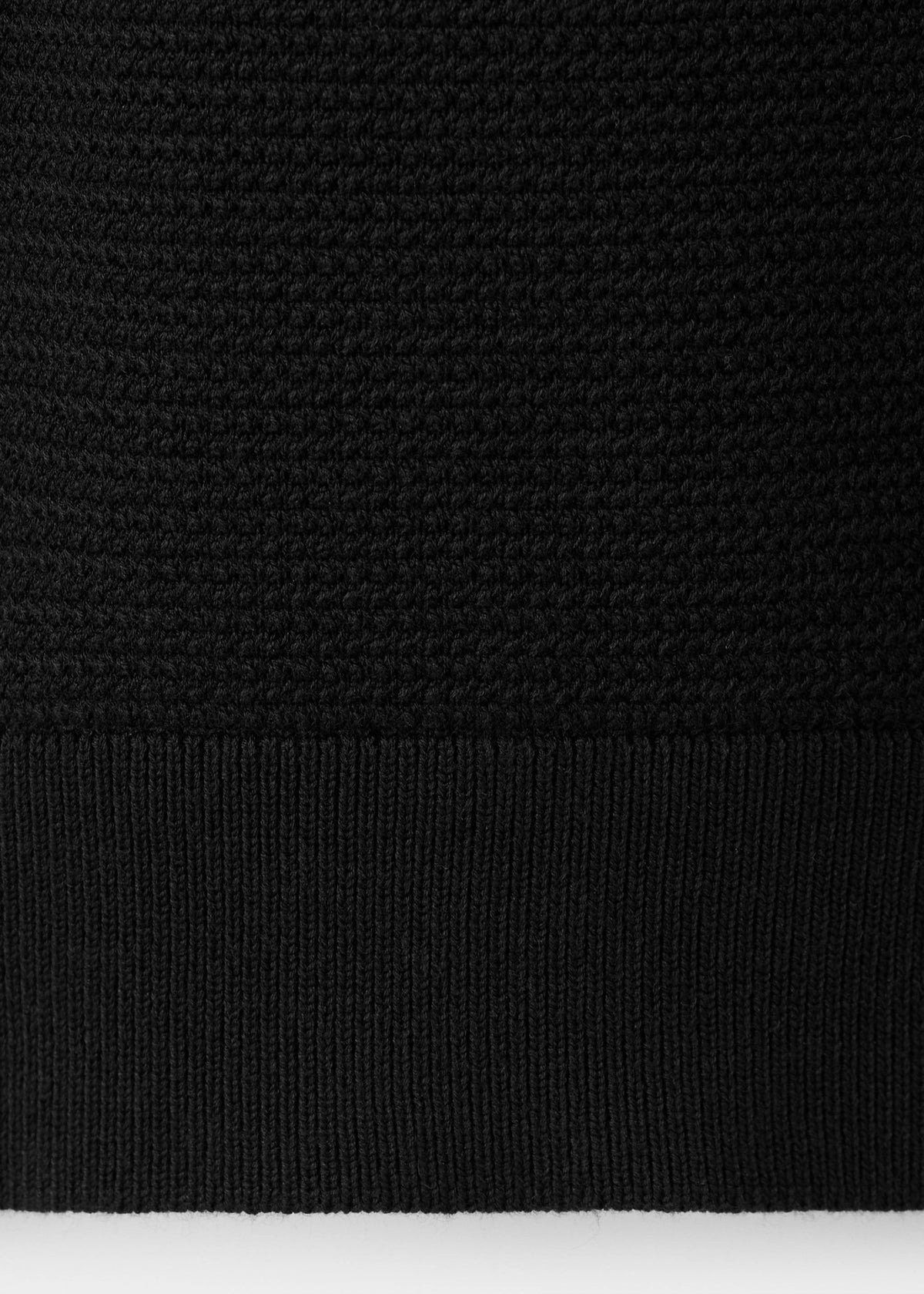 Cotton Blend Textured Zip Neck Jumper in Black - view 08