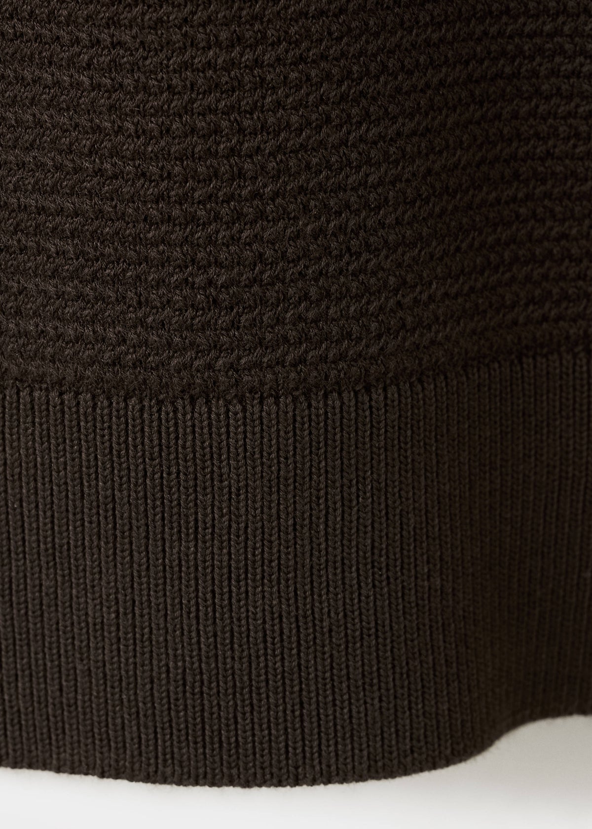 Cotton Blend Textured Zip Neck Jumper in Brown - view 08