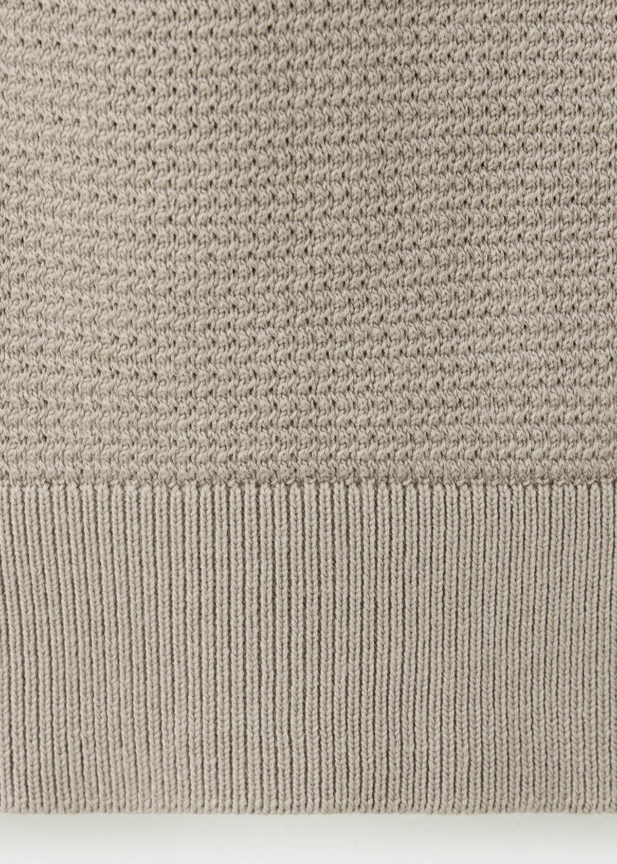 Cotton Blend Textured Zip Neck Jumper in Mink Grey - view 08