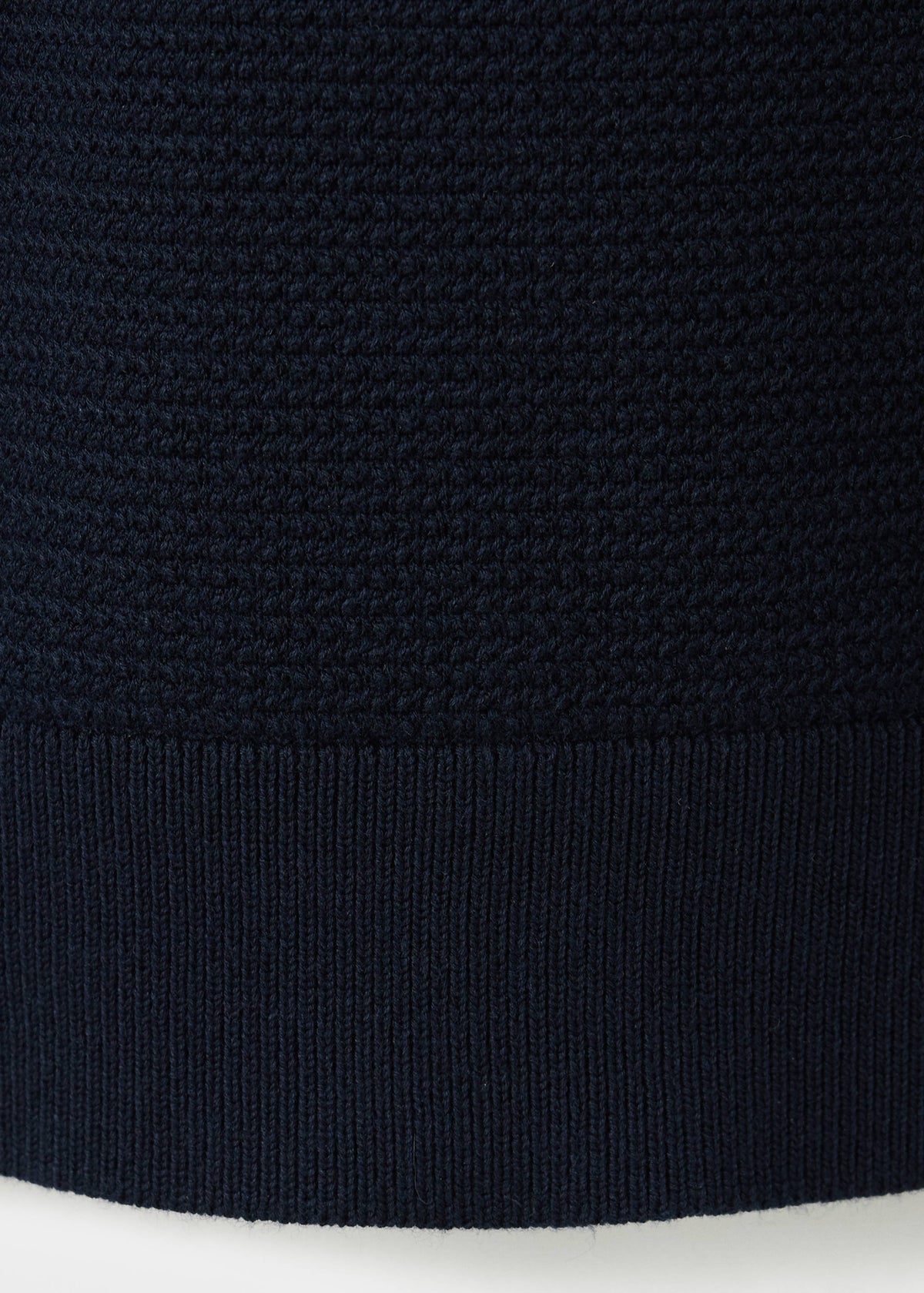 Cotton Blend Textured Zip Neck Jumper in Navy - view 09