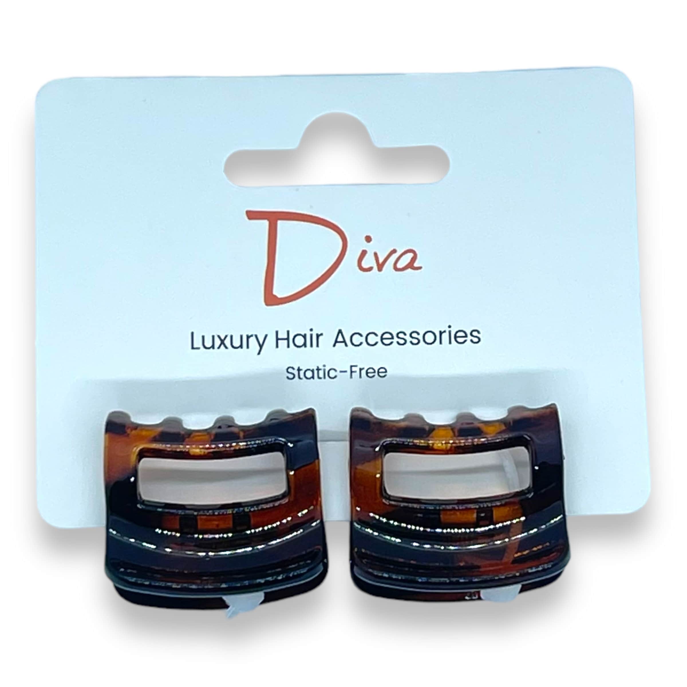 Diva Tortoiseshell Claw Clips: Korean Luxury Hair Accessories (2-Pack, 3cm)
