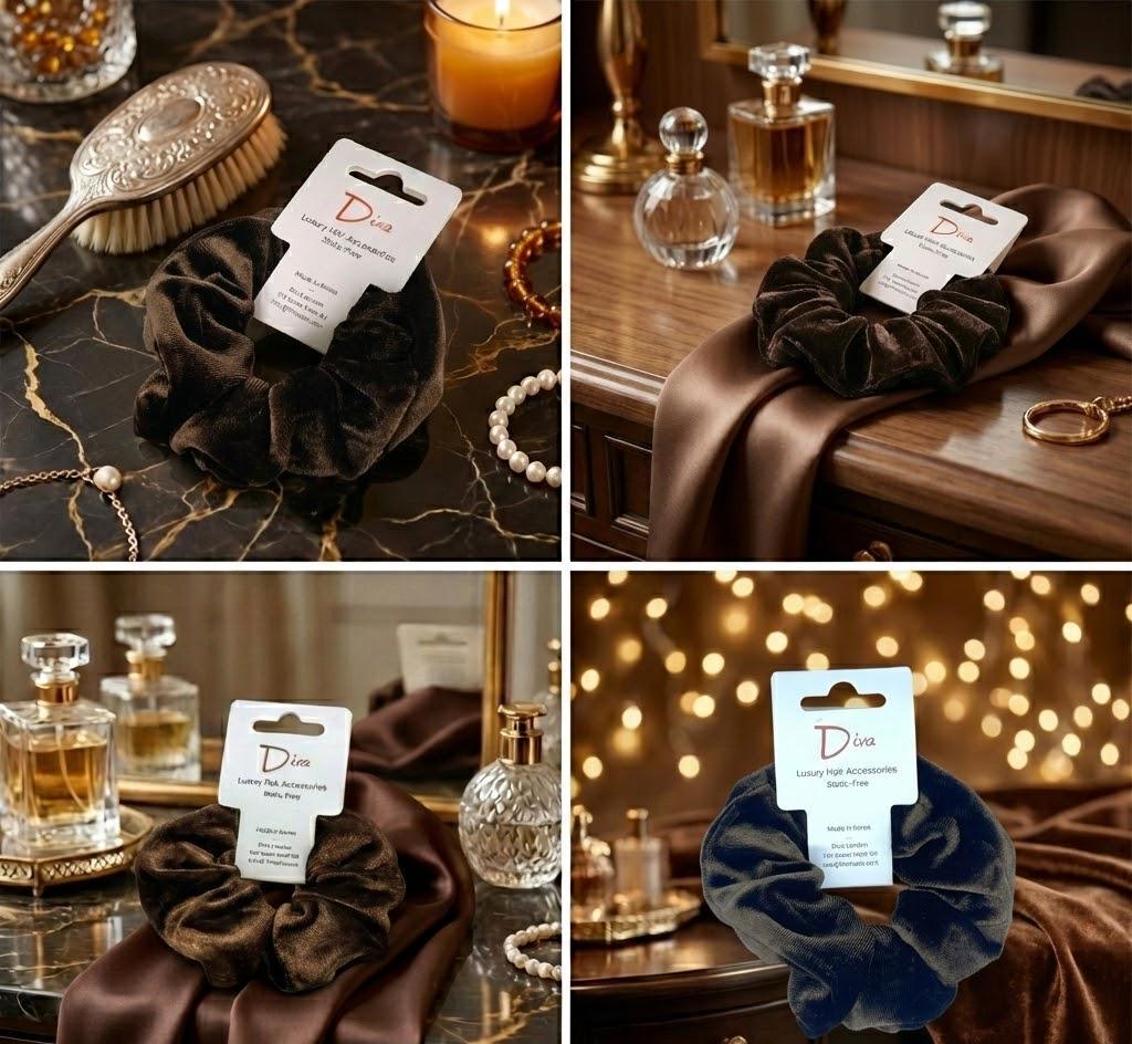 Luxury Velvet Scrunchies – Static-Free Hair Ties, Made in Korea