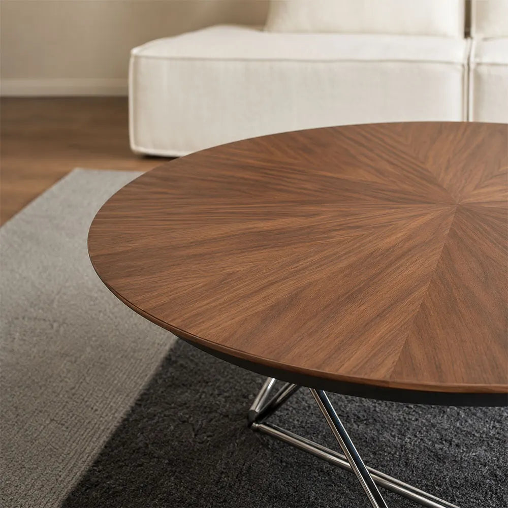 Walnut brown coffee table detail