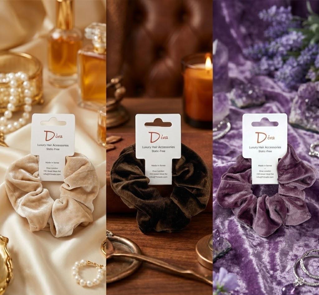 Luxury Velvet Scrunchies – Static-Free Hair Ties, Made in Korea