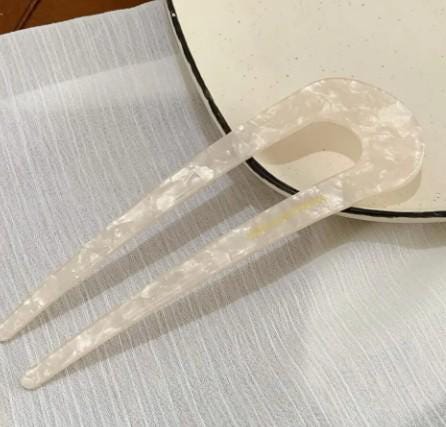 U-Shaped French Hair Pin: Multi-Colored Cellulose Acetate, Elegant Long Hair Stick