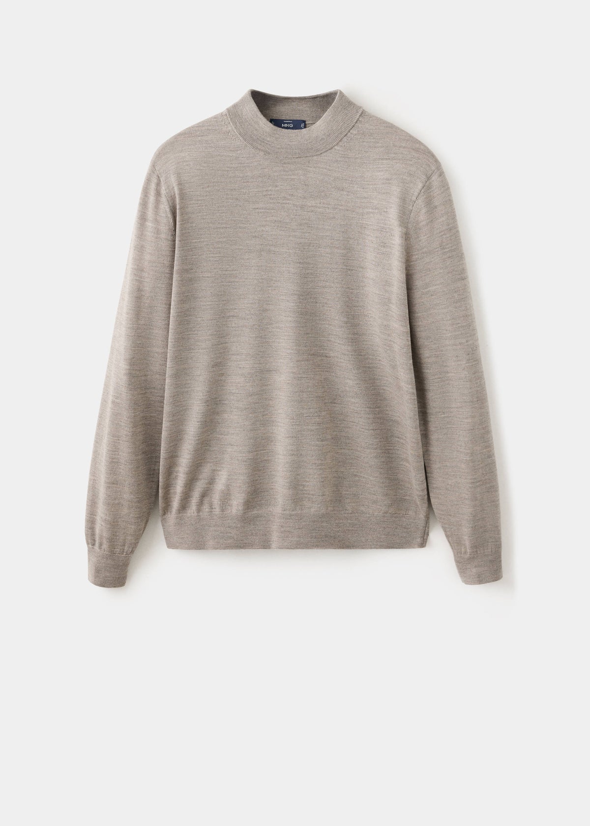 Merino Wool Mock Neck Jumper in Mink Grey - view 06