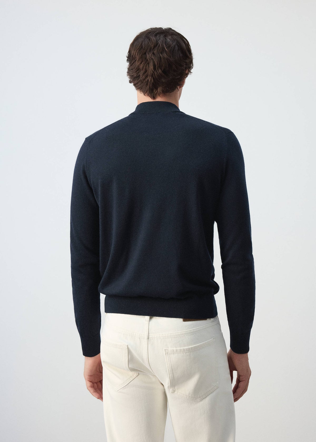 Merino Wool Mock Neck Jumper in Navy - view 03