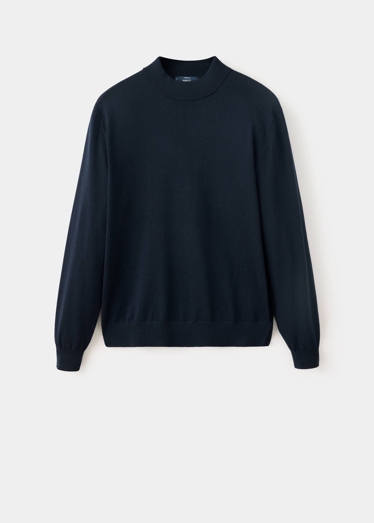 Merino Wool Mock Neck Jumper in Navy - view 06