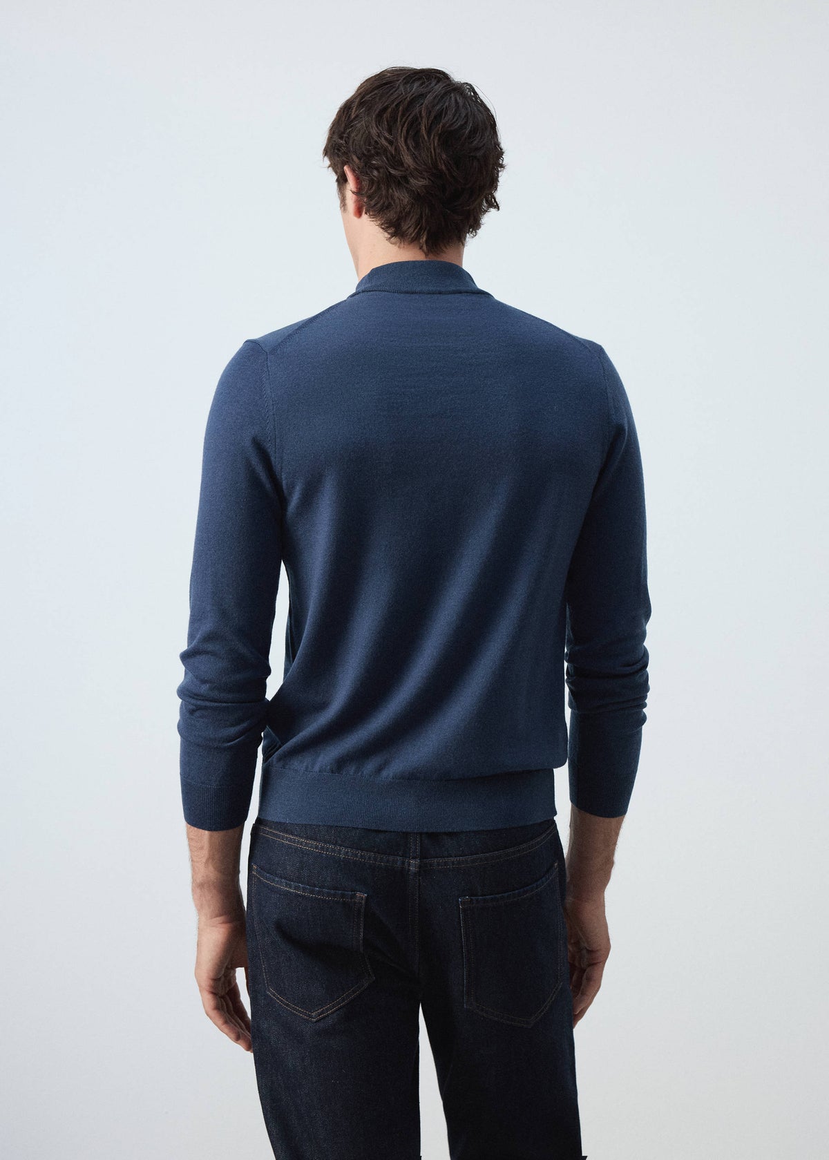 Merino Wool Mock Neck Jumper in Night Blue - view 03