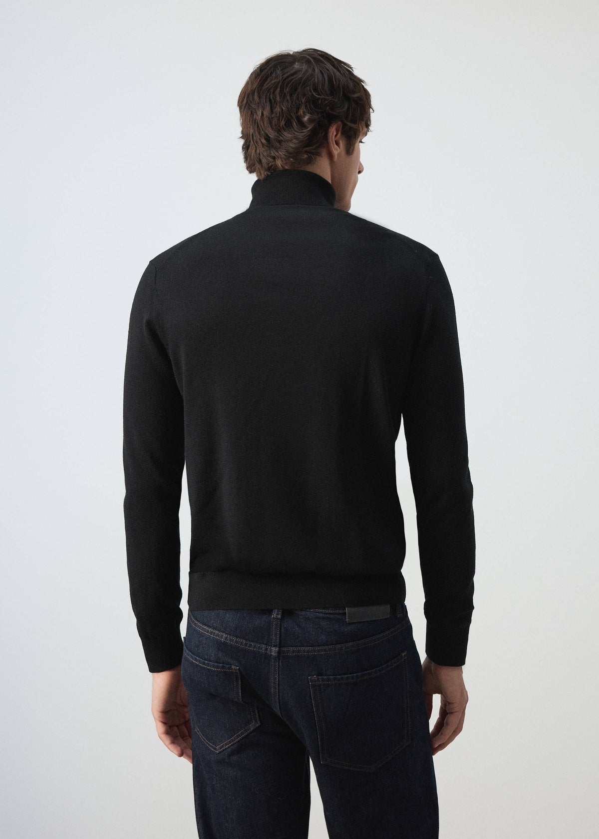 Merino Wool Roll Neck Jumper in Black - view 03