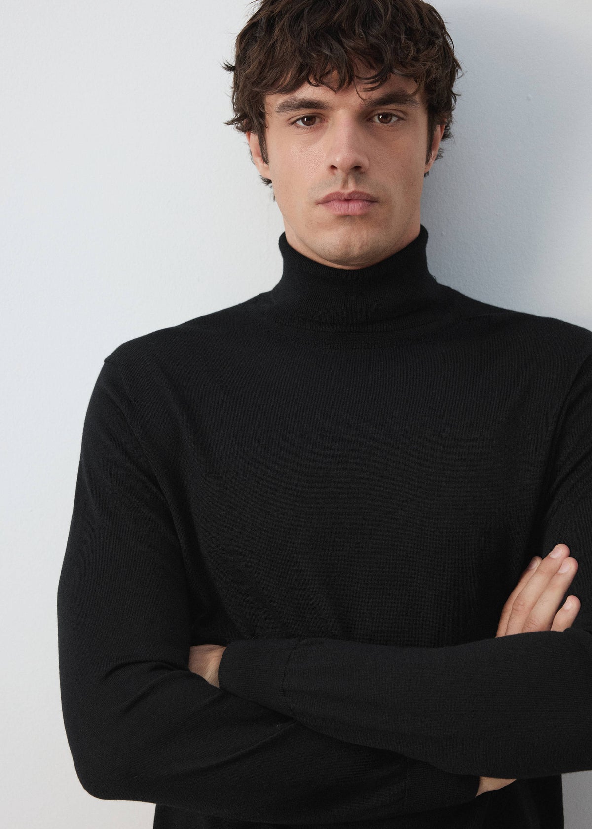Merino Wool Roll Neck Jumper in Black - view 04