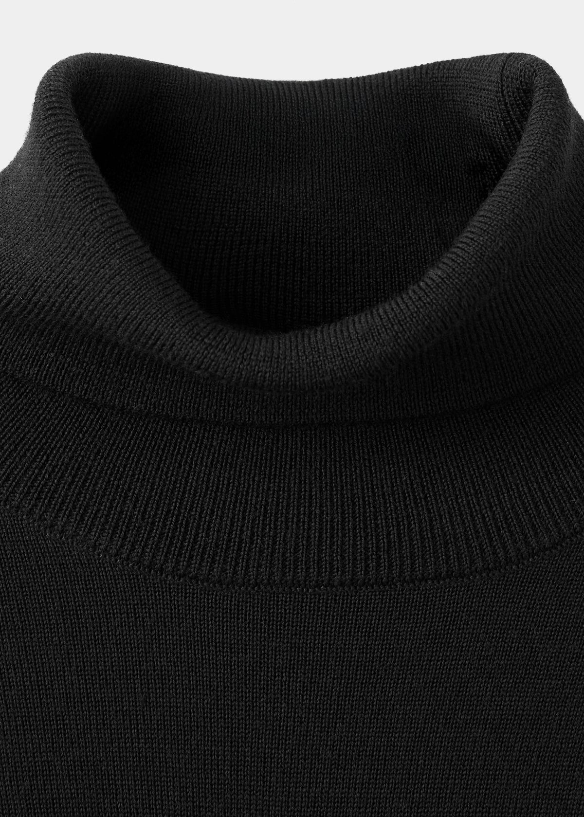 Merino Wool Roll Neck Jumper in Black - view 07