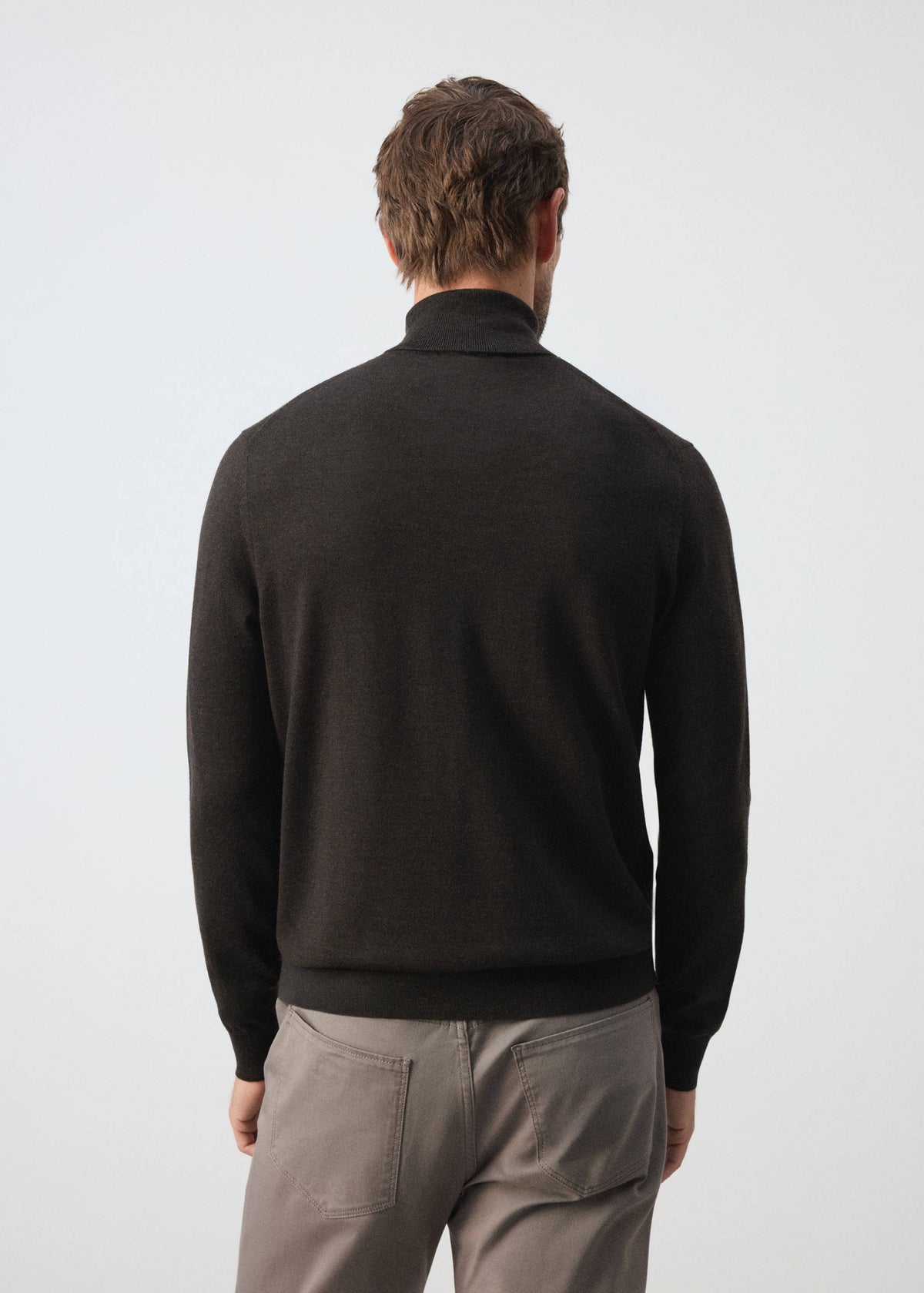 Merino Wool Roll Neck Jumper in Chocolate - view 03