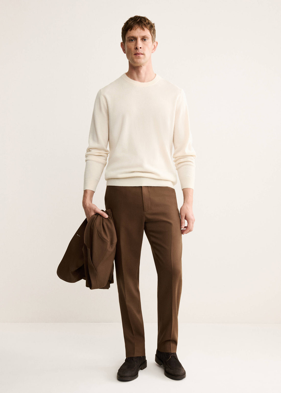 Pure Cashmere Crew Neck Jumper in Ivory White - view 01