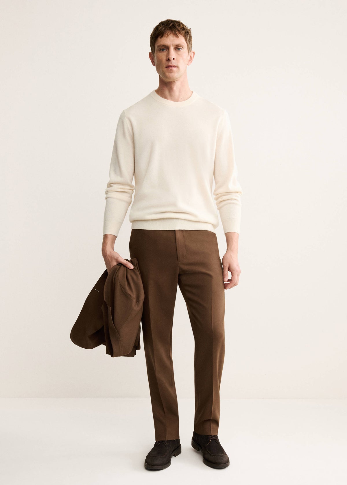Pure Cashmere Crew Neck Jumper in Ivory White - view 02