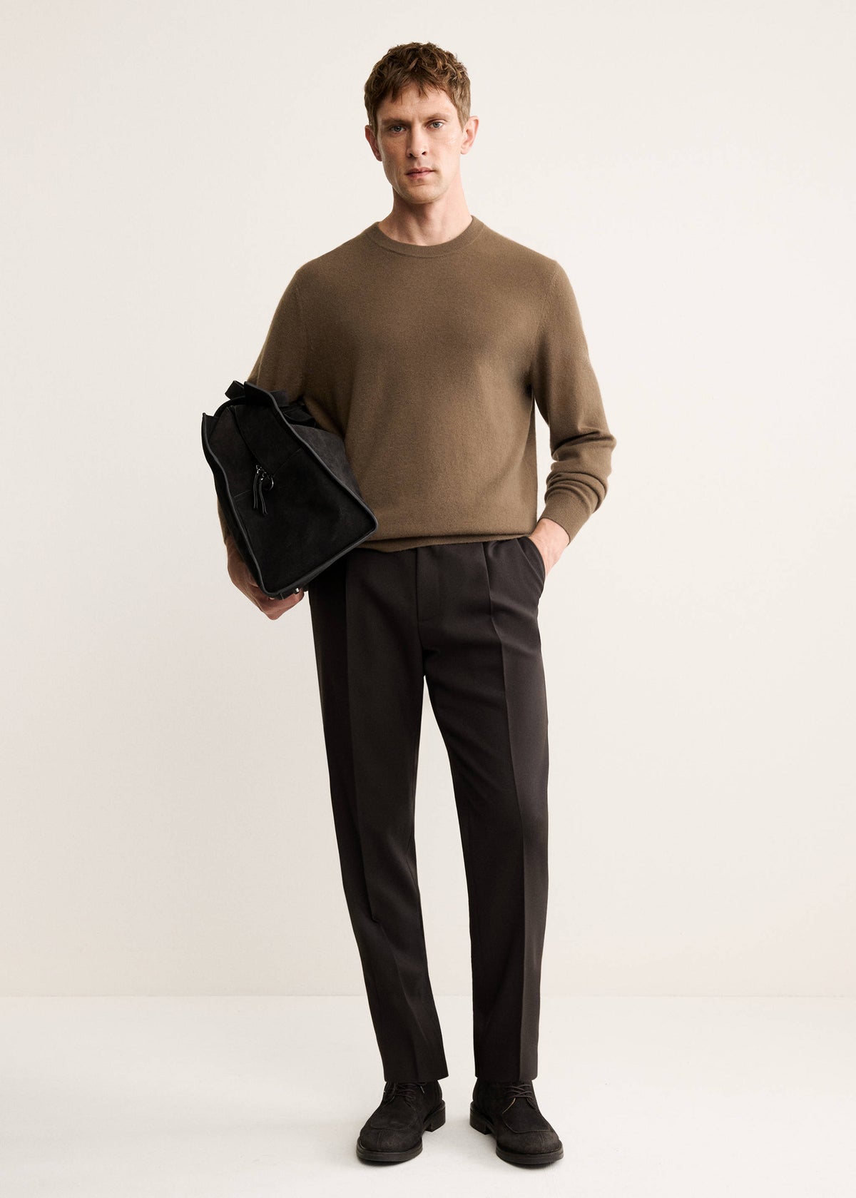 Pure Cashmere Crew Neck Jumper in Medium Brown - view 02