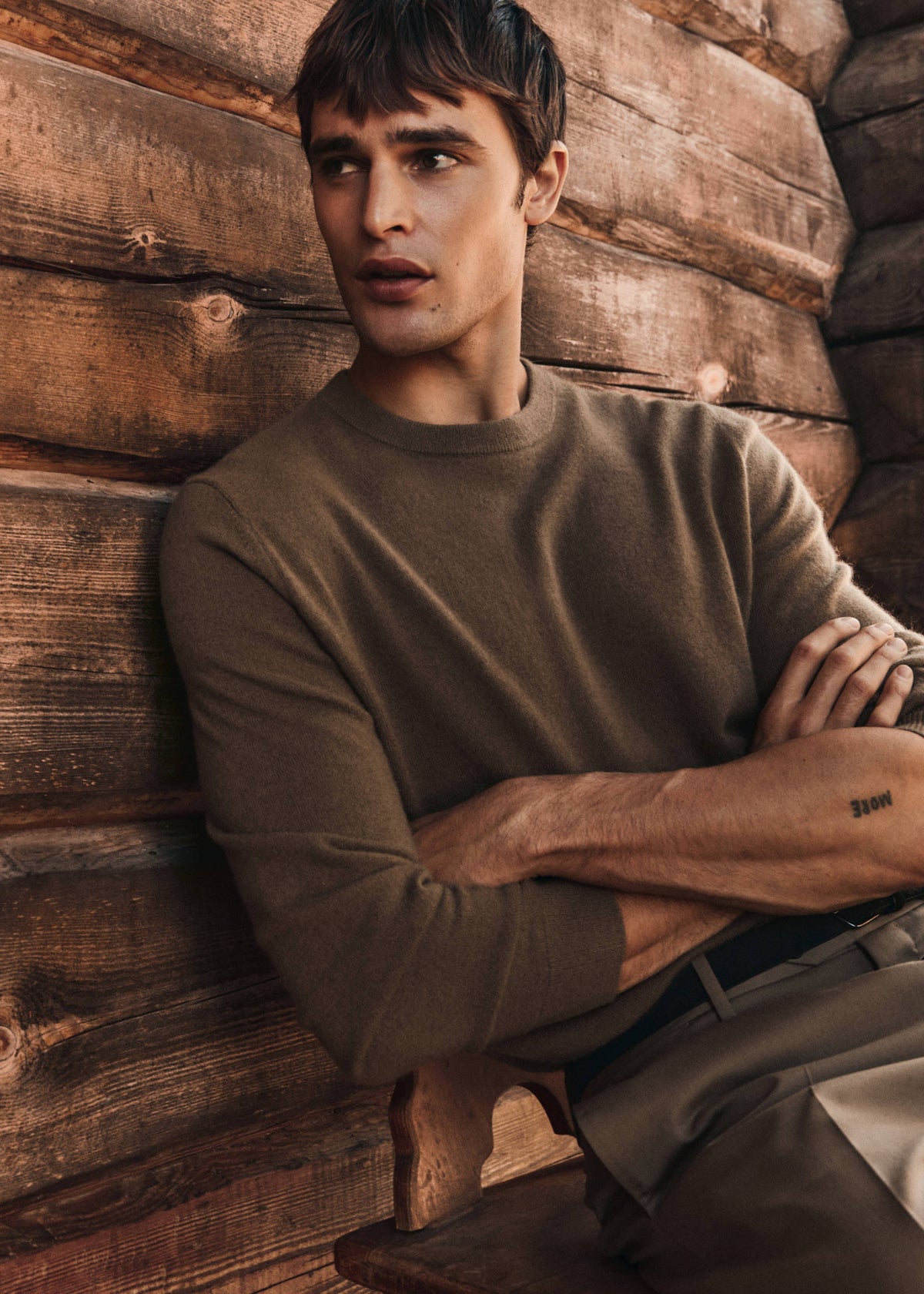 Pure Cashmere Crew Neck Jumper in Medium Brown - view 06