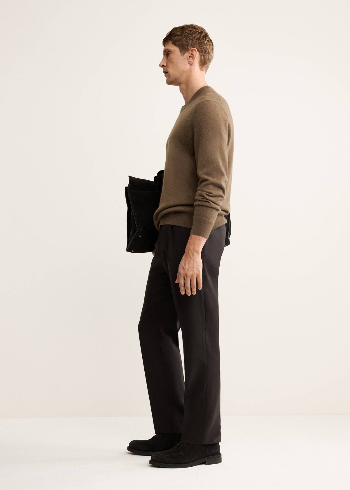 Pure Cashmere Crew Neck Jumper in Medium Brown - view 10