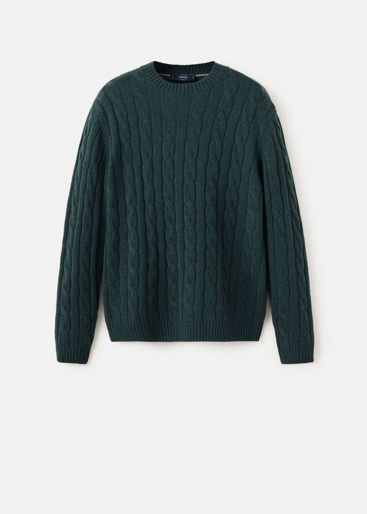 Pure Wool Cable Knit Crew Neck Jumper in Dark Green - view 06