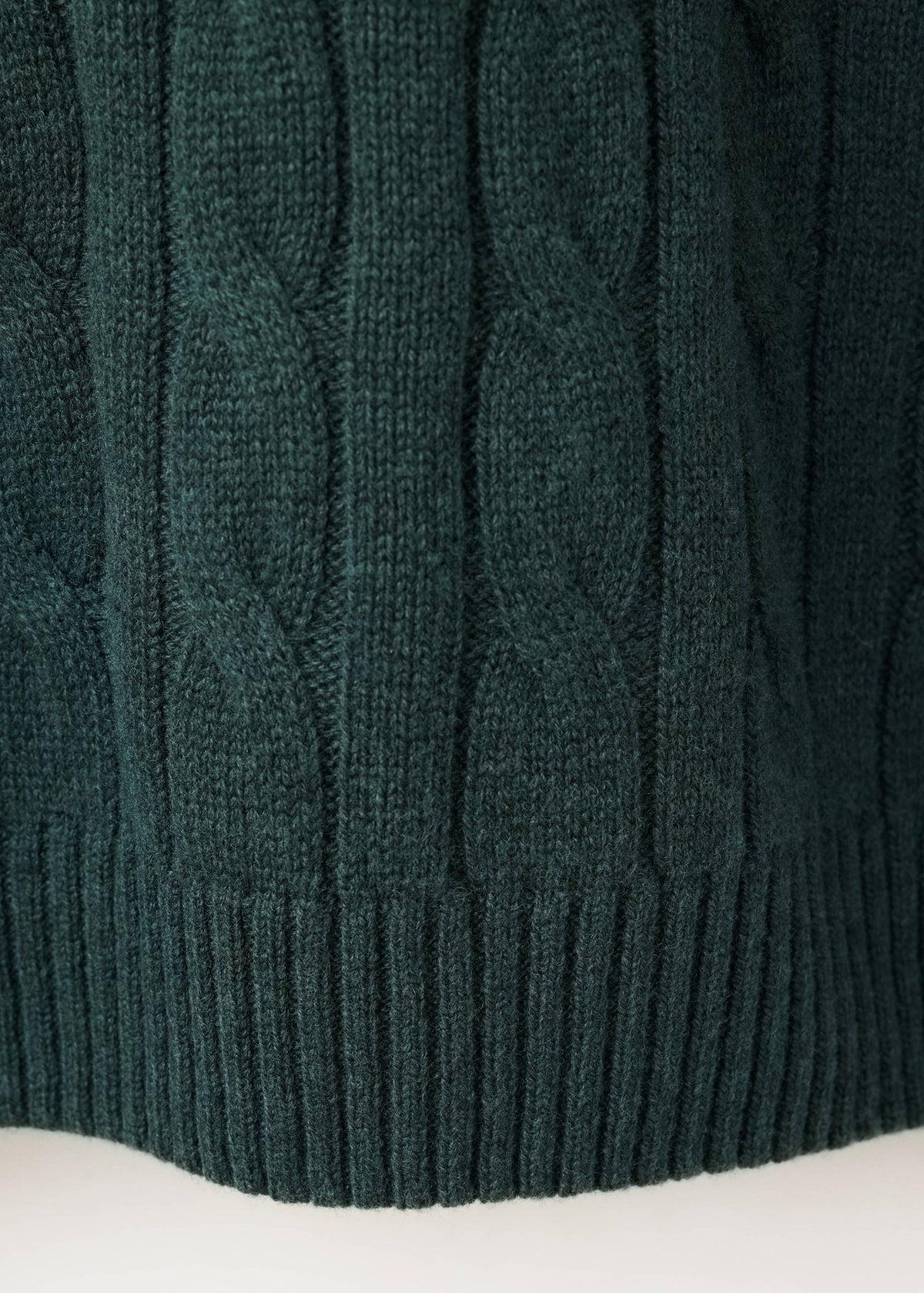 Pure Wool Cable Knit Crew Neck Jumper in Dark Green - view 08