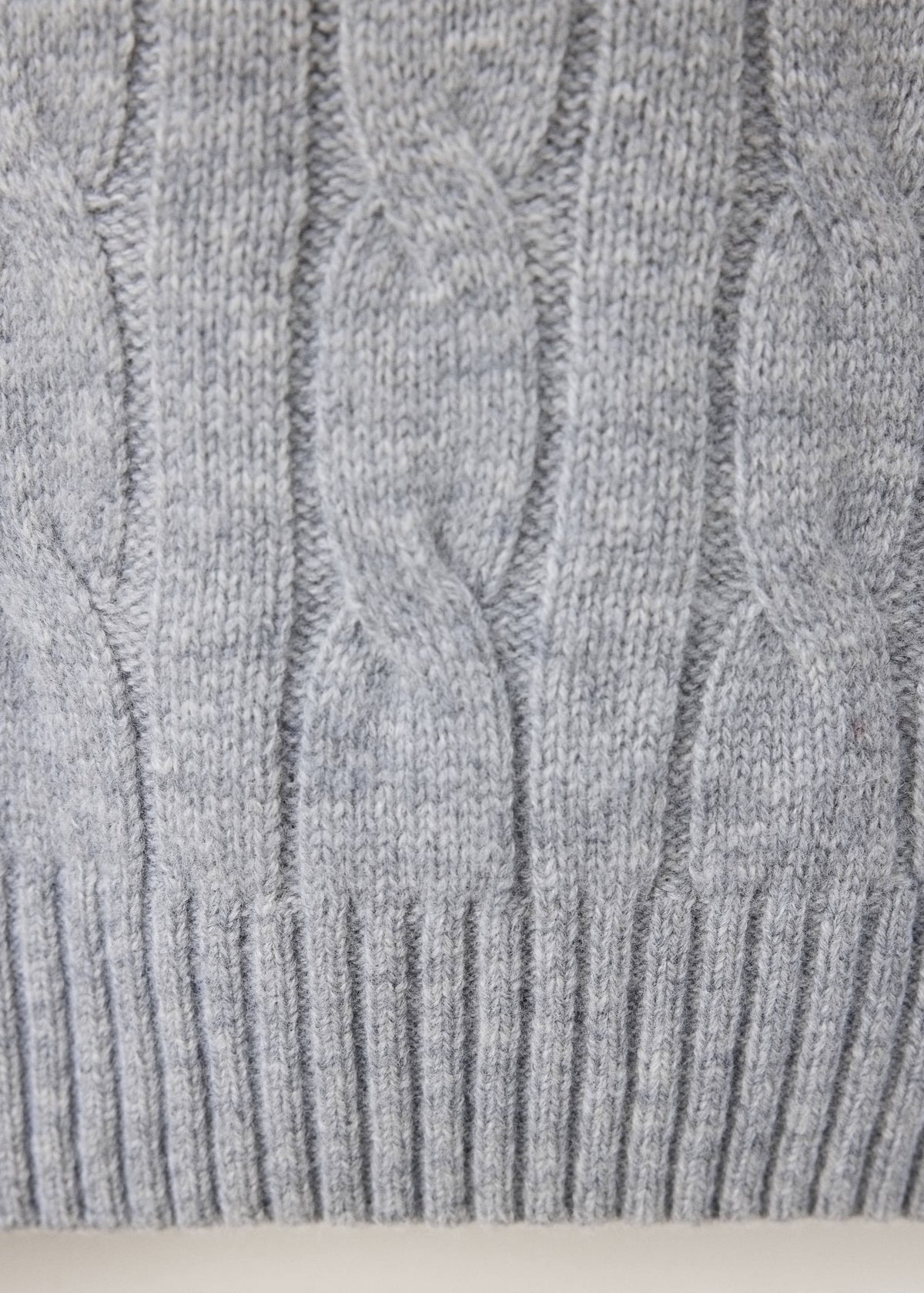 Pure Wool Cable Knit Crew Neck Jumper in Medium Heather Grey - view 10