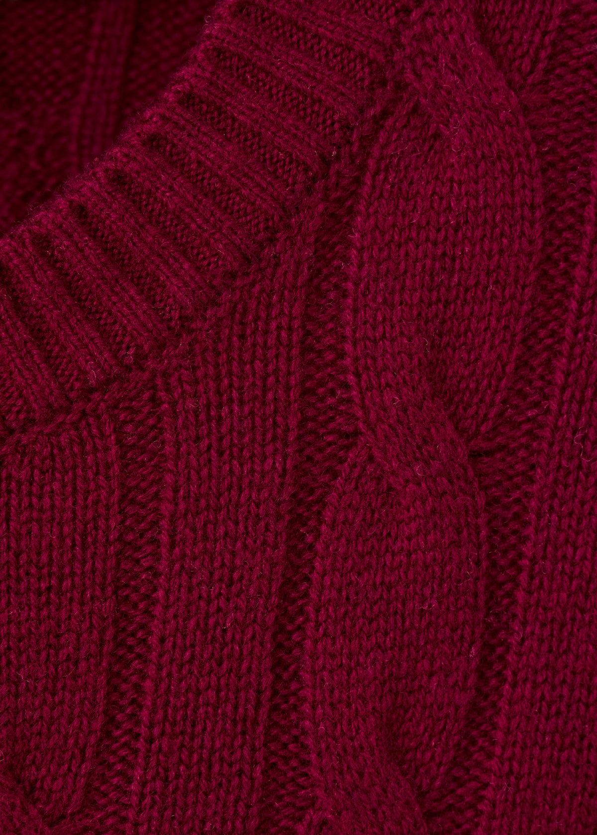 Pure Wool Cable Knit Crew Neck Jumper in Medium Red - view 07