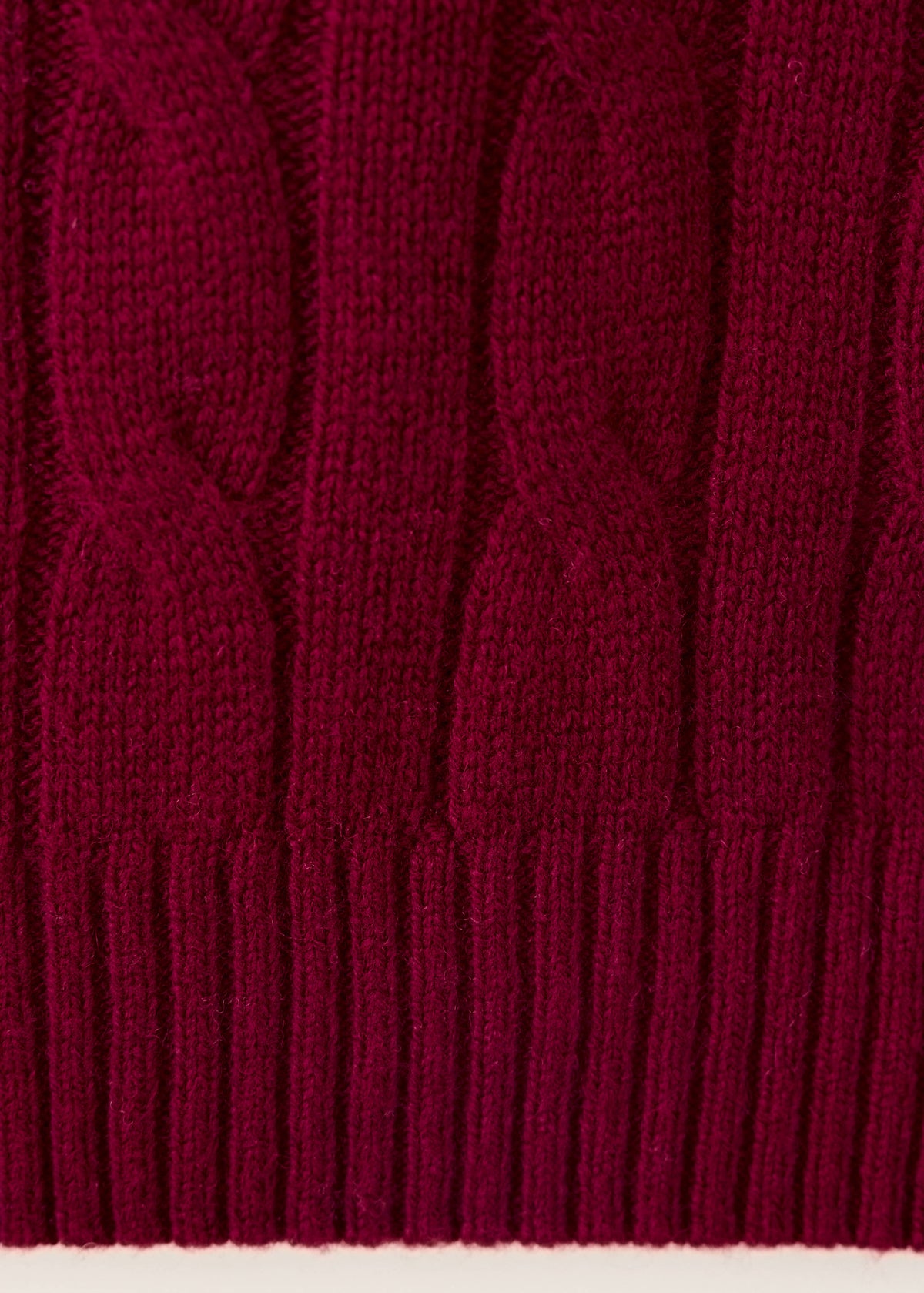 Pure Wool Cable Knit Crew Neck Jumper in Medium Red - view 08