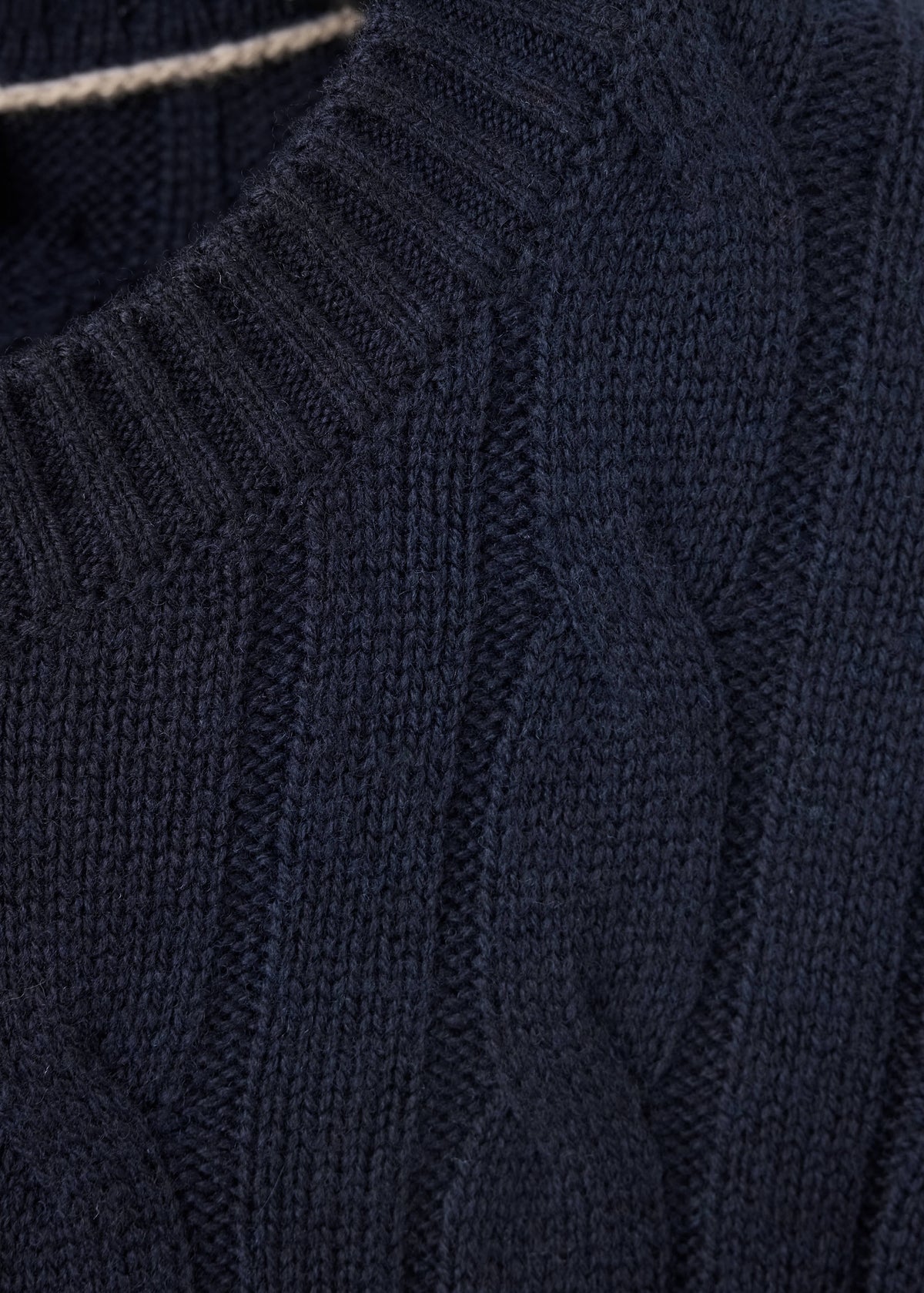 Pure Wool Cable Knit Crew Neck Jumper in Navy - view 07