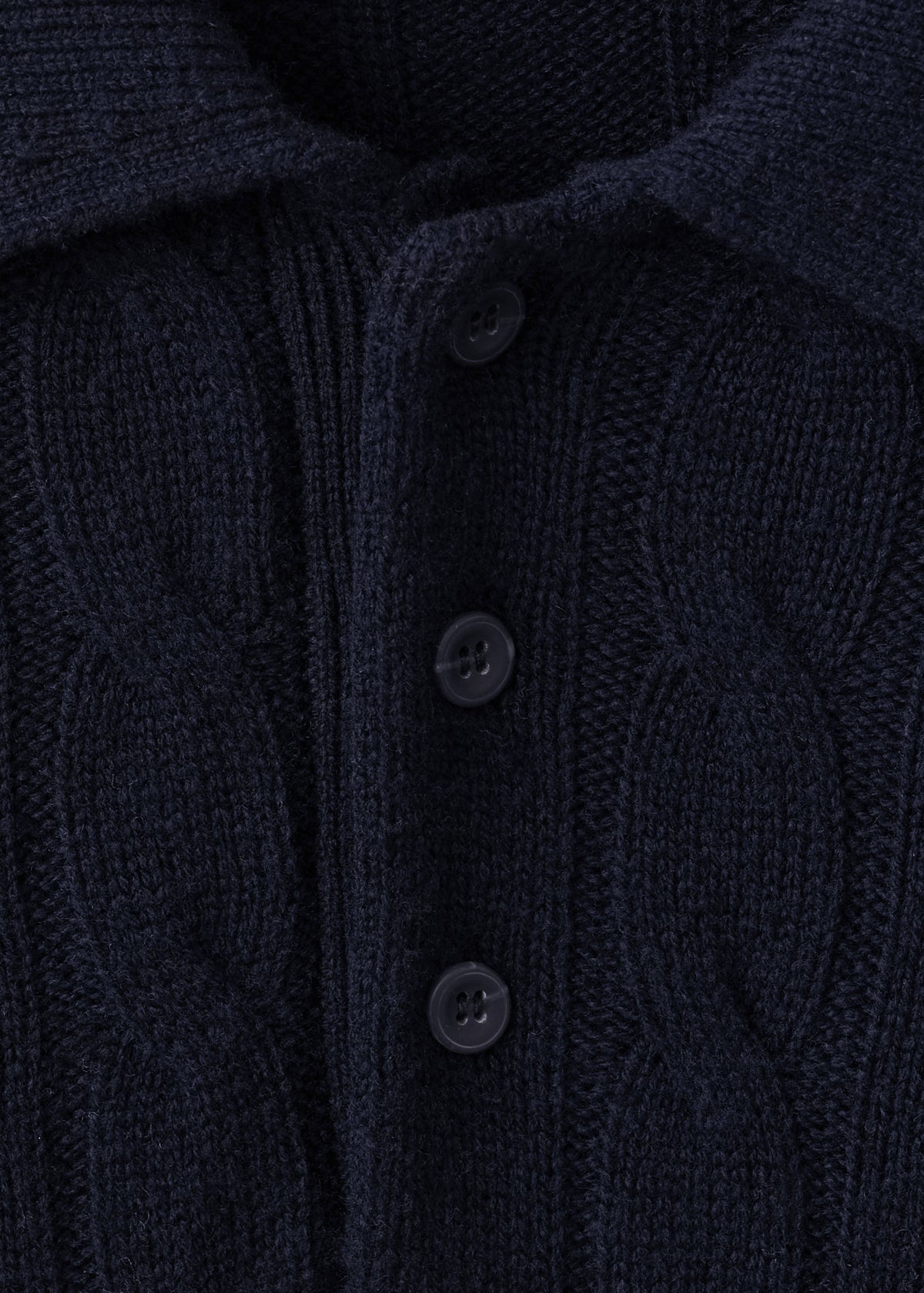 Pure Wool Cable Knit Polo Jumper in Navy - view 07