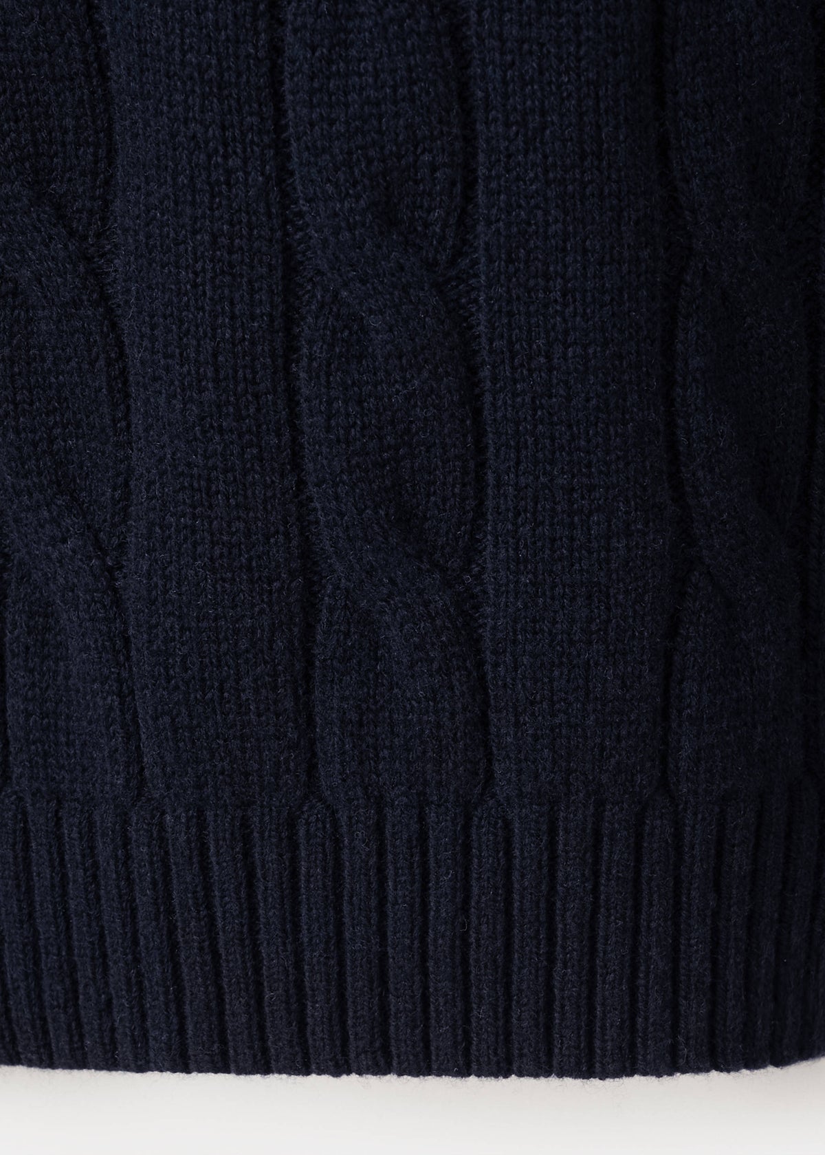 Pure Wool Cable Knit Polo Jumper in Navy - view 08