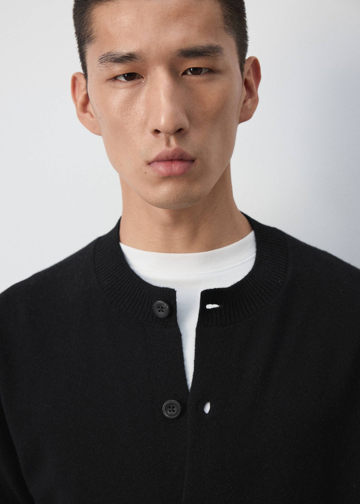 Pure Wool Fine Knit Cardigan in Black - view 04
