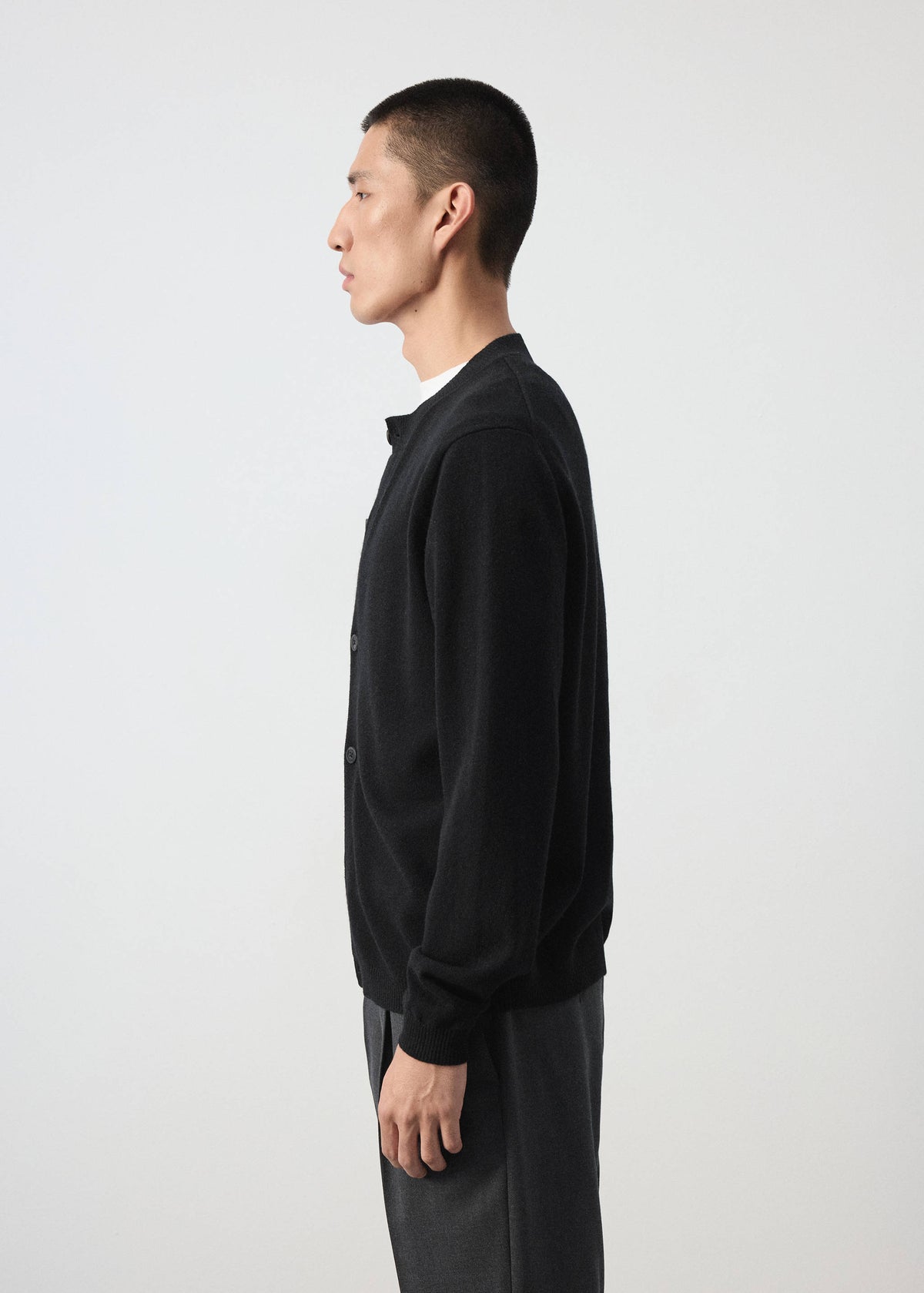 Pure Wool Fine Knit Cardigan in Black - view 05